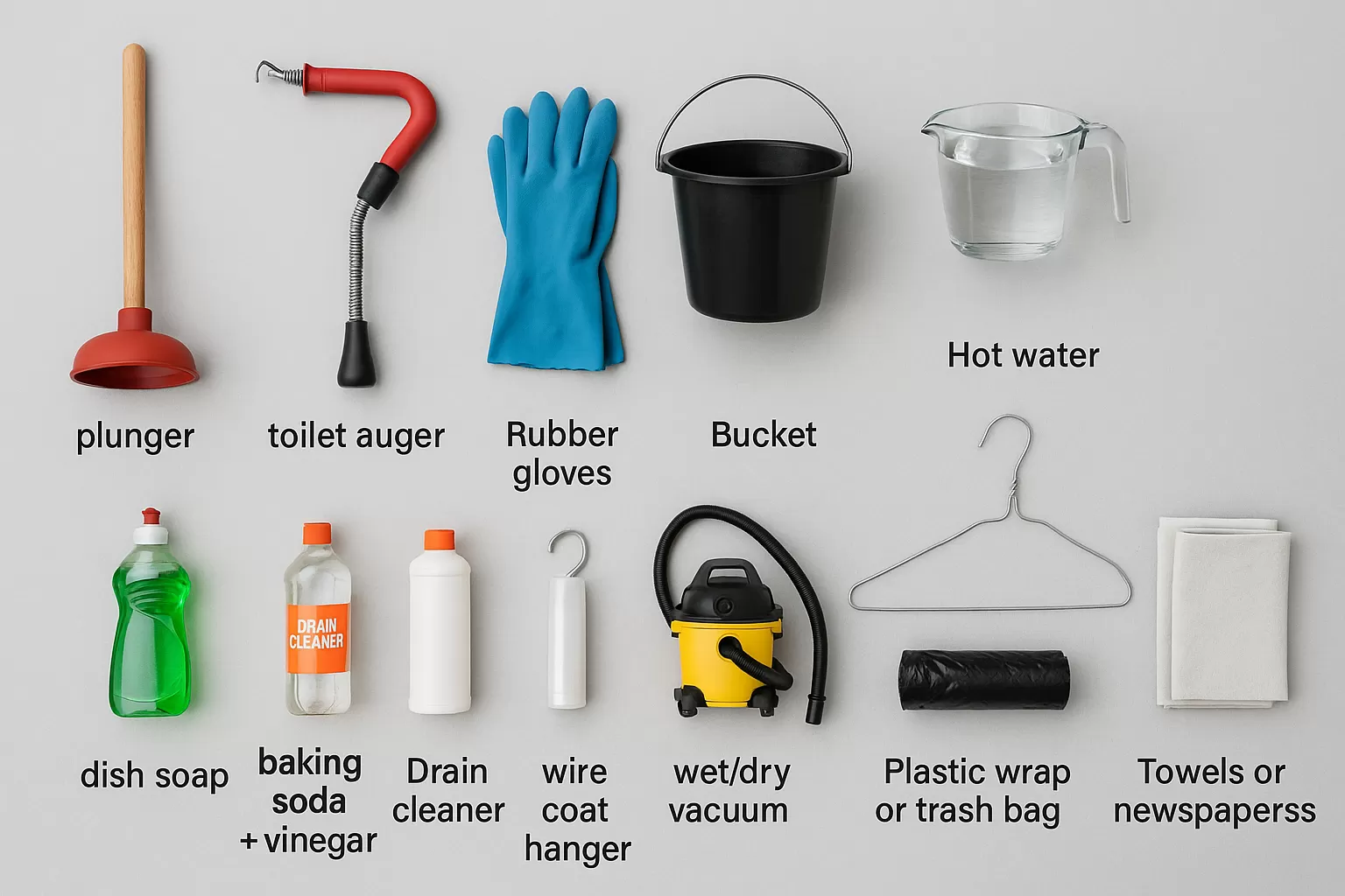 use a plunger to unclog a blocked toilet