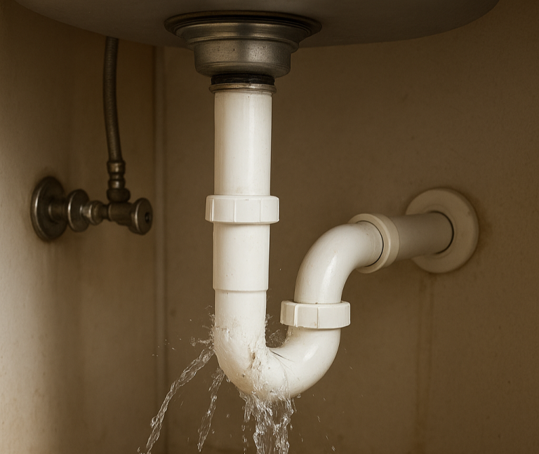 burst pipe under the sink